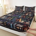 thumbnail image 3 of Manfei Vintage Books Bookshelf Bed Sheets, Western Mid Century King Sheets, Teens Kids Boys Girls Sheet Set, Luxury Bedroom Decor, 4pcs, 3 of 7