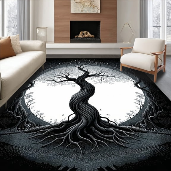 ODIKA 2x3 Machine Washable Non-Slip Area Rug, Gothic High Traffic Rug, Black, 577999