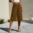 thumbnail image 6 of Fmbrln Linen Capris Pants for Women Casual Loose Fit Elastic Waist Straight Wide Leg Capris Pants with Pockets, 6 of 6