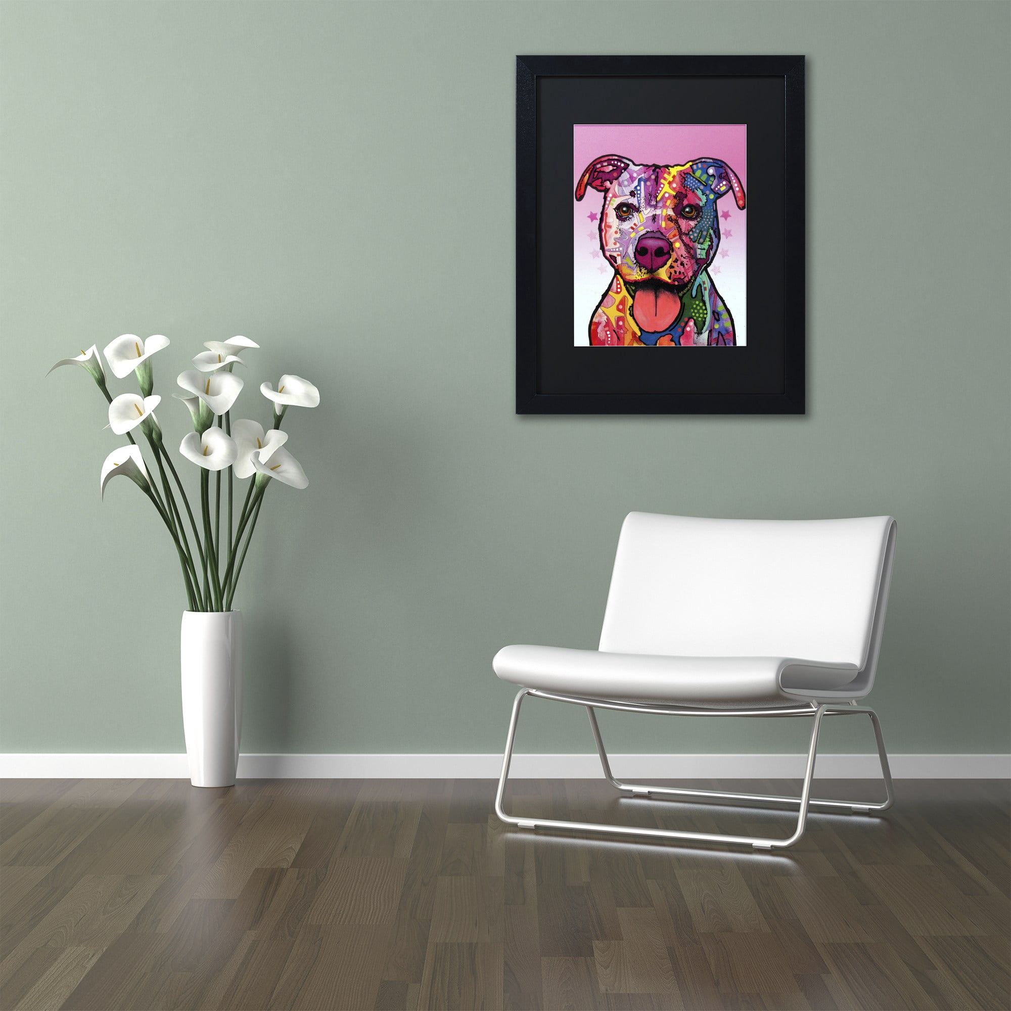 Trademark Fine Art "Cherish The Pitbull" Canvas Art by Dean Russo, Black Matte, Black Frame