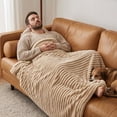thumbnail image 2 of PBAZIH Flannel Fleece Blanket Soft Cozy Throw for Couch Bed Home Office Travel Lightweight Thick Striped Design Ideal for Lounging Napping or Extra Warmth, 2 of 6