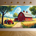 thumbnail image 2 of Farmhouse Country Scene Backdrop Banner Rustic Red Barn Tractor Landscape Fields Perfect Photo Booth Parties Weddings Events Background Decor, 2 of 3