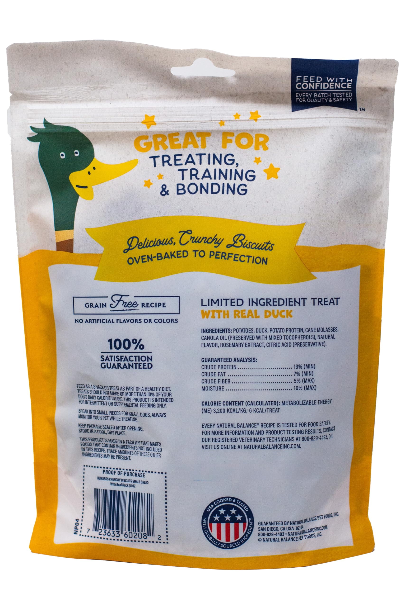 Natural Balance Small Breed Dog Training Treats Variety Pack, Grain Free Duck, Bison & Chicken Biscuits, 8 oz Each (3 Pack) + Rope Toy & MerlinsMart Zine