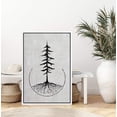 thumbnail image 3 of IDEA4WALL Framed Canvas Art Wall Decor A Tall Pine Tree with Expose Roots Astronomy & Space Wilderness Drawings Realism Vintage Relax/Calm Black and White for Dorm Home Office - 24"x36", 3 of 4