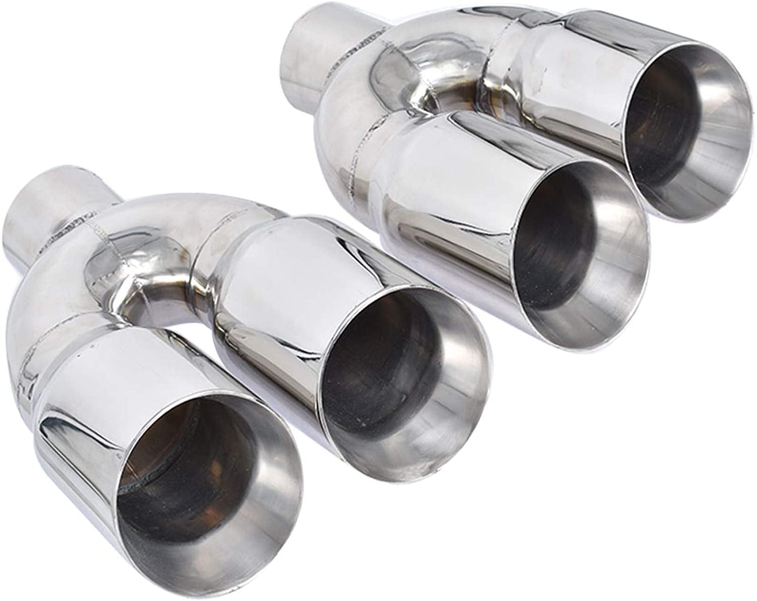 3 Inlet NETAMI Double Wall Stainless Steel exhaust Tip 3 Inlet /2 pack, Black 