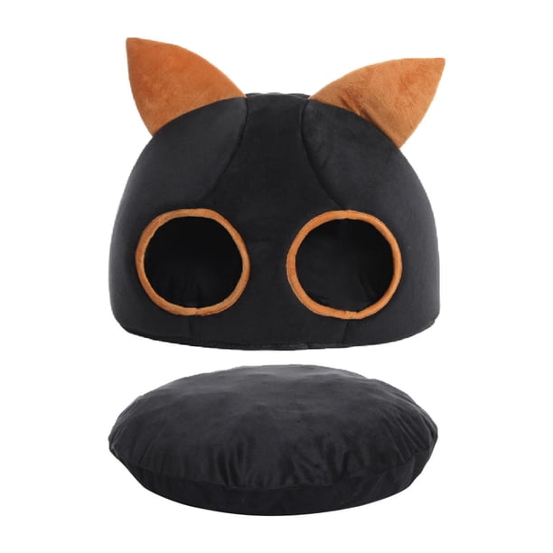 Cama para gatos de interior, autocalentable, tienda cueva para gatos, caseta suave y relajante negro
