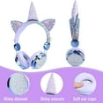 thumbnail image 2 of Qearfun Kids Headphones, Wireless Headphones for Toddler Unicorn Cat Ear Headphones for Boy Bluetooth Headphones with Mic Adjustable Headband, over on Ear Headset for Smartphones/School/Tablet/PC, 2 of 7