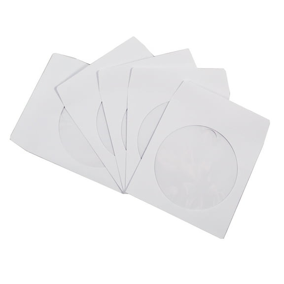 100 Pack Maxtek Premium White Paper CD DVD Sleeves Envelope with Window Cut Out and Flap, 100gsm