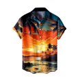 thumbnail image 4 of Polo Shirts for Men Short Sleeved Casual Style Print Seaside Coconut Sunset Print Short Sleeved Cardigan Button Lapel Button Down Shirt Sizes M, 4 of 4