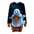 thumbnail image 4 of SwiftWear Oversize Halloween Dress for Women Spooky Floral Pumpkin Print Sweatshirts Hooded Design with Pockets, 4 of 7