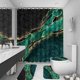 thumbnail image 4 of Juego de 4 cortinas de ducha de mármol rosa brillante (sin purpurina), juego de decoración de baño con 12 ganchos, juego de tapas de inodoro con alfombra antideslizante para baño, poliéster,, 4 of 7