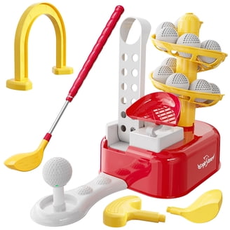 TOPFOX Kids Golf Clubs Toy Set, 6 LED Golf Balls, 3 Custom Clubs