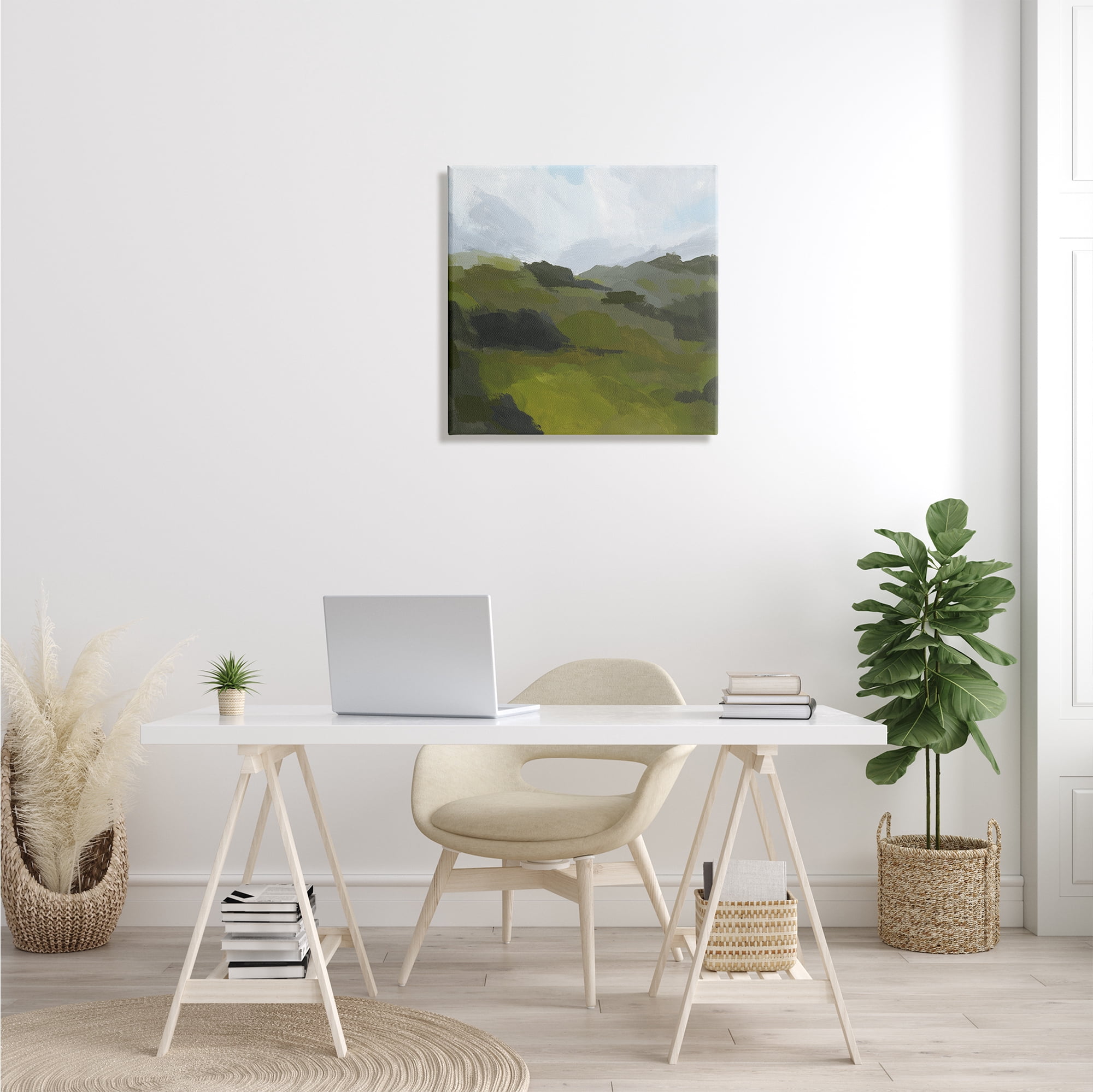 Stupell Industries Cloudy Hill Top Horizon Contemporary Green Foliage Landscape Painting Gallery Wrapped Canvas Print Wall Art, 24 x 24