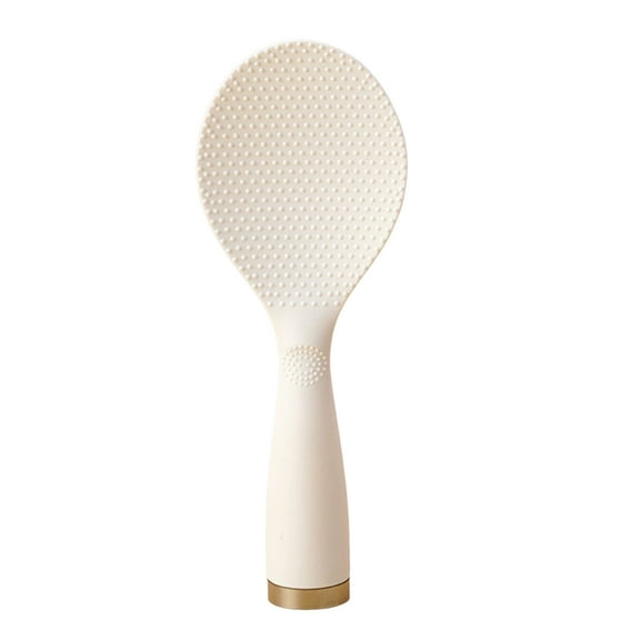 Farfi Rice Shovel Multifunctional Non-Stick Long Handle Plastic Spoon with Bump Design Tableware Food Grade Standing Rice Spoon Cooker Spatula Kitchen Accessories (White)
