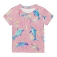 thumbnail image 2 of Spazoro Toddler Girls T-shirts, Casual Summer Printed Crewneck Short Sleeve Tops Tee Pink Size 9 T, 2 of 7