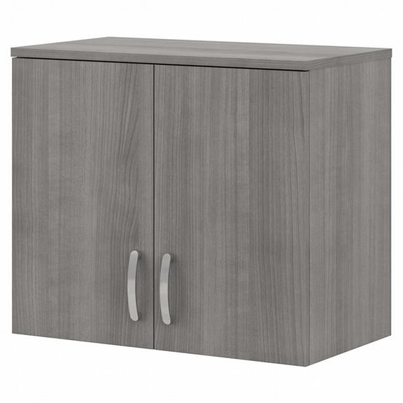 Pemberly Row Wall Cabinet with Doors and Shelves in Storm Gray - Engineered Wood