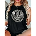 thumbnail image 1 of Women's Smile Face Print Casual Summer T-Shirt, Crew Neck Short Sleeve Top, Lightweight & Comfortable, 1 of 6