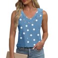 thumbnail image 2 of hotojiny Womens Tank Tops Summer Sleeveless Polka Dot Beach Shirt Boho Ruffle V Neck Casual Loose Tunic Blouse, 2 of 6