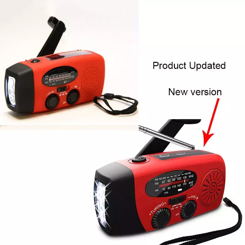 Emergency Radio Crank Solar Hand Weather 1000mAh Power Bank Charger Flash Light