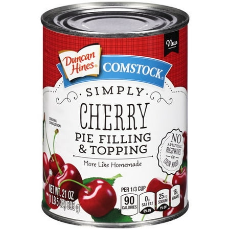 (3 Pack) Duncan Hines Comstock Simply Cherry Pie Filling & Topping, 21 (Best Cherries For Cherry Pie)