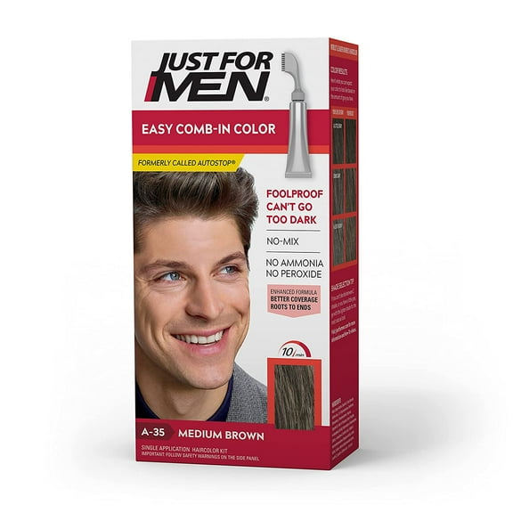 Just For Men Easy Comb-In Color for Men with Comb Applicator - Medium Brown, A-35