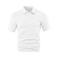 thumbnail image 4 of YLSDY Men's Button Collared Shirts Short Sleeve Cotton Blend Jacquard Button Collared Moisture Wicking Casual Golf Shirts with Collar White S, 4 of 5
