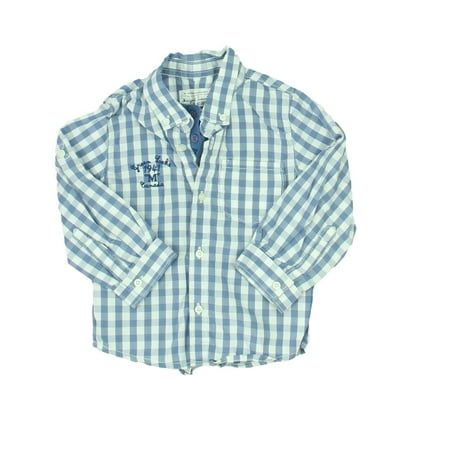 

Pre-owned Mayoral Boys Blue | White Button Down Long Sleeve size: 12 Months