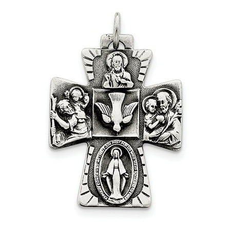 Sterling Silver Antiqued 4-way Medal Pendant