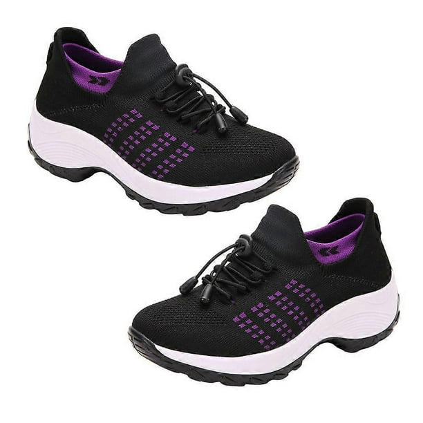 Casual Footwear For Women Stylish Sports Knitting Shoes Effective For Long-Time Wear Perfect For Daily Use Black 1 Pair