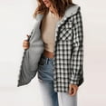 thumbnail image 4 of Tiqkatyck Womens Clothes Clearance Women's Plaid Fashion Casual Long Sleeve Pocket Button Plush Hooded Coat Womens Tops Grey L, 4 of 4