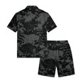thumbnail image 4 of Dwelliawo Men's Camouflage Tree Print 2 Piece Outfit Short Sleeve Shirt and Drawstring Shorts Set Casual Loose Fit Summer Outfits for Outdoor Activities and Daily Wear Black XL, 4 of 5