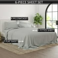 thumbnail image 3 of 28-INCH EXTRA DEEP POCKETS - 6 PC Queen Sheet Set - (Extra Pillowcases, Fitted & Flat) 600-Thread-Count 100% Egyptian Cotton, Soft Breathable - Long Staple 600TC Cotton- Light Grey, 3 of 7