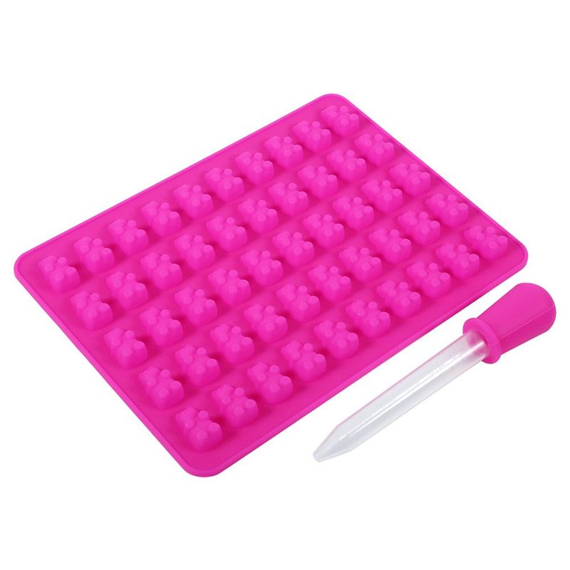 50 Cavity Silicone Bears Molds Silicone Mold Make with Dropper for Hard