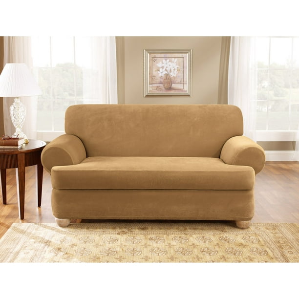 Sure Fit Stretch Pique TCushion Three Piece Loveseat Slipcover