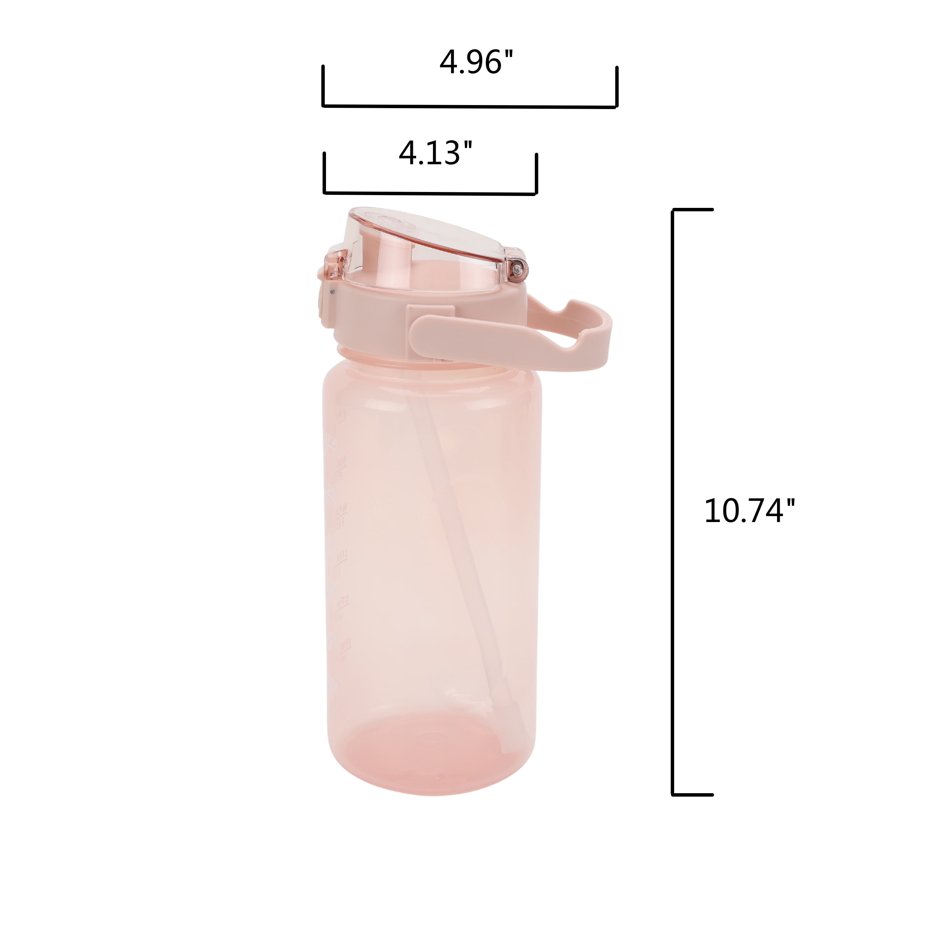 Mainstays 48 oz Pink Plastic Water Bottle with Handle and Built-In Phone Holder