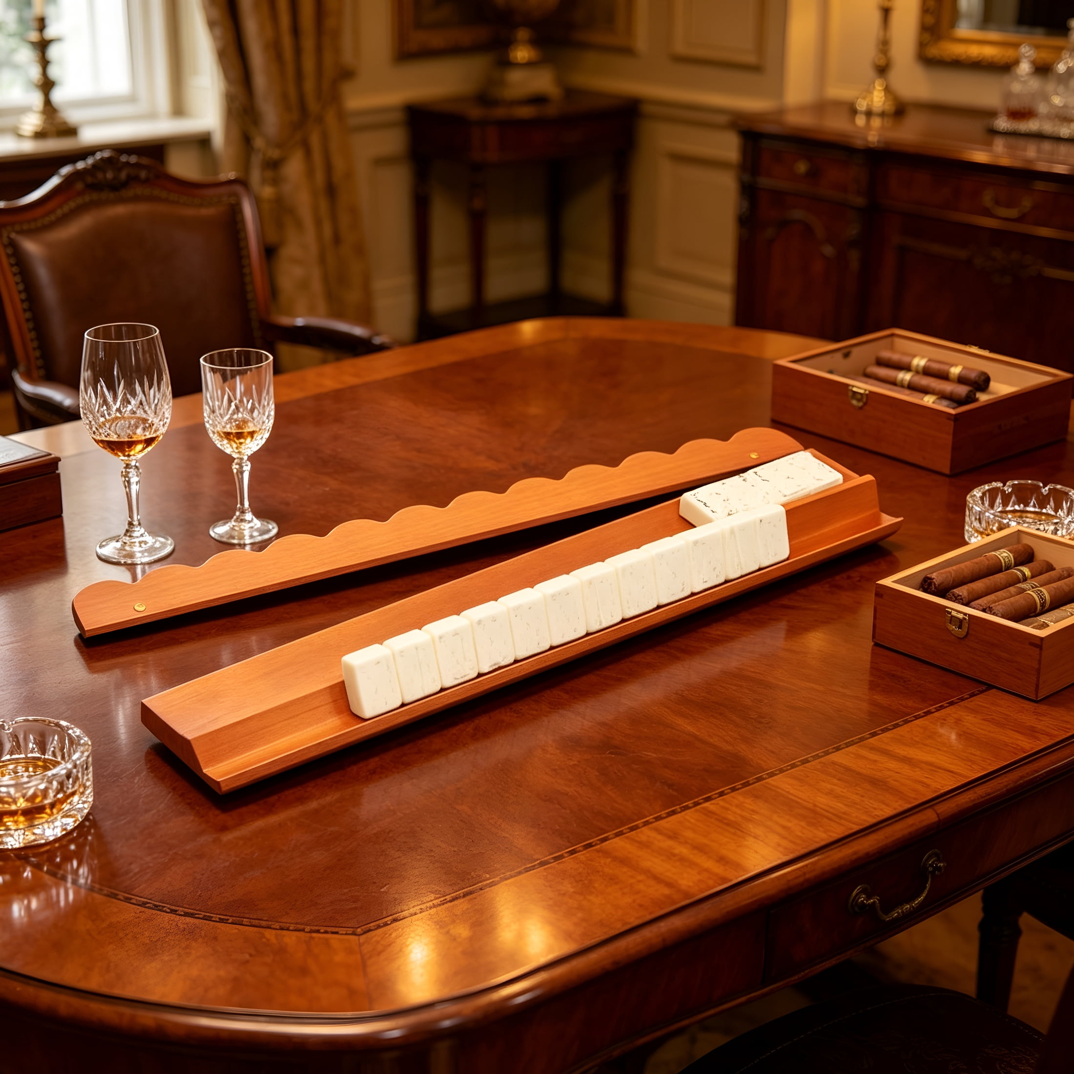 CYFW Mahjong Set Mahjong Racks with Pushers,Wooden Tortoise Shell Rack&Pusher Set,17 Inch American Mahjong Set Complete for American Mahjong Set Complete,Travel&Home Game