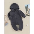 thumbnail image 3 of vera natura Baby Boys Girls Hooded Jumpsuits Long Sleeve Solid Color Zip Up Rompers Newborn Fall Spring Clothes, 3 of 10