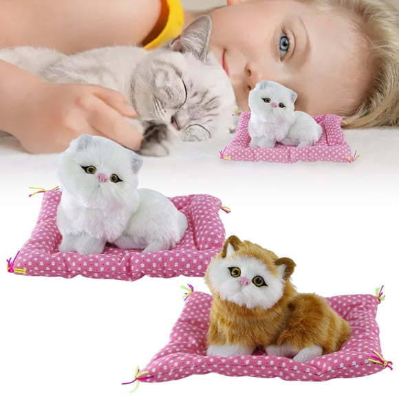 Jkkant Cat Plush Toy with Sound, Realistic Sleeping Kitten Doll, Soft Stuffed Animal that Purrs or Meows, Perfect Gift for Cat Lovers & Children