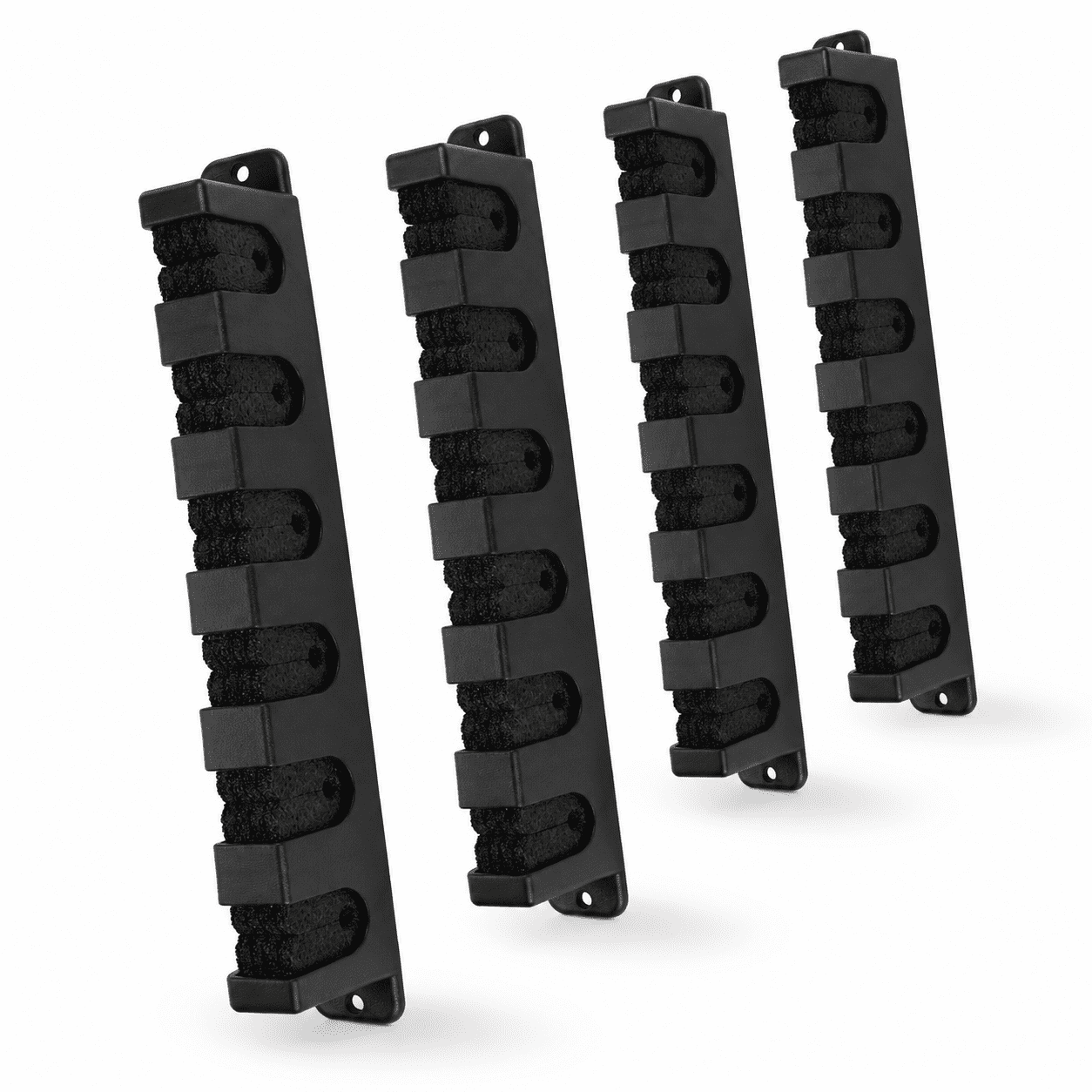 2 Pair Horizontal Black Wall-Mounted Fishing Rod Rack 6-Rod Storage for Garage and Boat