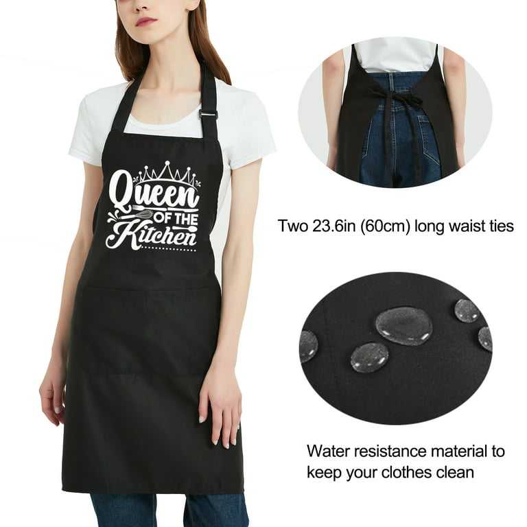 Funny Aprons for Women with 2 Pockets, Queen of the Kitchen Apron