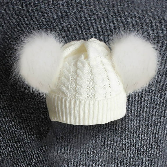 Toddler Baby Boy Girl Beanie Winter Hat with Pompom Cut Baby Lined Hat Winter Warm Knit Cap for Baby Toddler