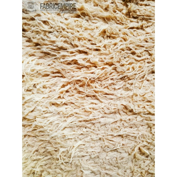 Faux Fur Long Pile Curly Fabric ALPACA LATTE CREAM / 60" Wide / Sold by the Yard