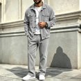 thumbnail image 5 of EANJE Mens Matching Set Corduroy 2 Piece Outfit Button Down Collared Jacket Long Sleeve Pants Soft Regular Fit Casual Tracksuit with Pockets Dark Gray L, 5 of 6