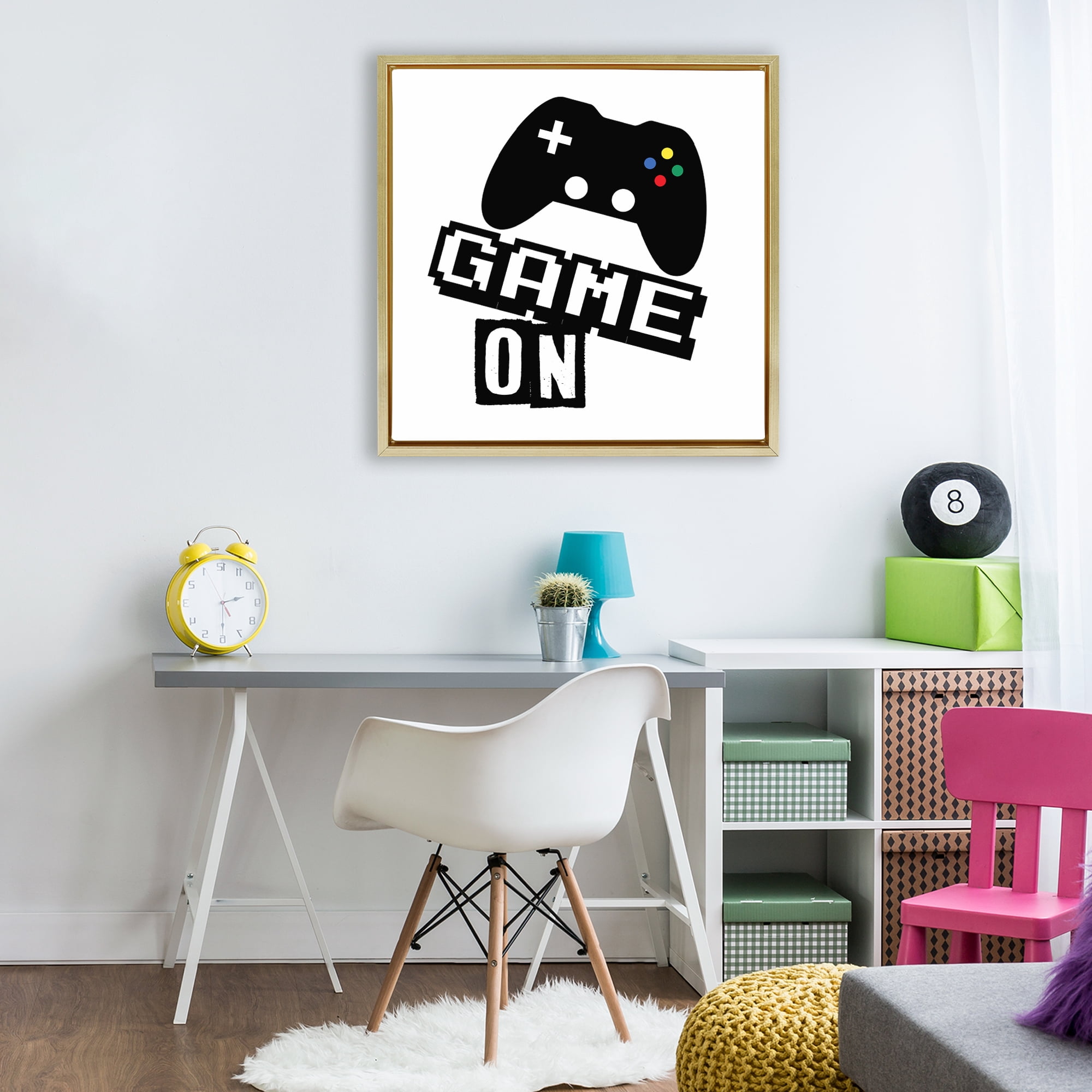 Stupell Industries Playful Game On Gold Framed Floater Canvas Wall Art, design by Marcus Prime