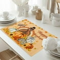 thumbnail image 5 of Happy Thanksgiving Placemats Set of 1 Turkey Maple Leaf Pumpkin Sunflower Harvest Heat Insulated Linen Place Mats, Washable Stain-Proof Table Mats for Dining Tables Holiday Decor 13x19inch, 5 of 9