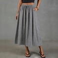 thumbnail image 2 of CCRFTGI Gingham Maxi Skirts for Women Dressy Casual A Line High Waist Long Plaid Skirt With Bow Summer Beach Vacation Outfits Flowy Skirts for Women Gray S, 2 of 8
