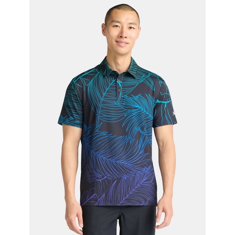 Birdie Bound Men's Ombre Tropical Golf Polo photo 1
