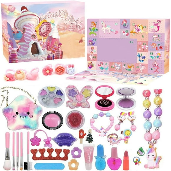 Advent Calendar 2024 for Girls Beauty Advent Calendar with Gifts, Makeup, Jewelry, Hair Jewelry, for Kids