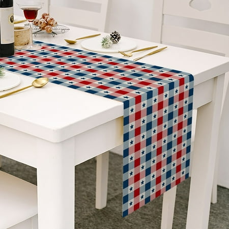 

Independence Day Table Runner Patriotic Theme Tablecloth Dining Table Dresser Decor Scarf Non-Slip Cotton Linen Table Runner American 4th of July Holiday Party Table Flag