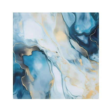 

JSTEL Blue & Gold Marble Cloth Napkins Set of 4 20x20 Inch Washable and Reusable Napkin for Decoupage Dinner Party Everyday Use